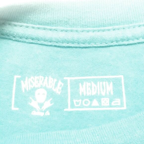 Miserable Clothing Co Adult Medium T Shirt Permanent Vacation Teal Skull Edgy - Picture 6 of 7